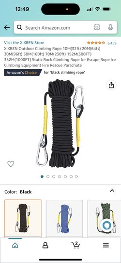 Brand New Outdoor Climbing Rope 32’ Black