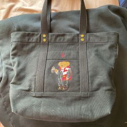 Canvas Medium Polo Bear Tote Comes With A Beanie