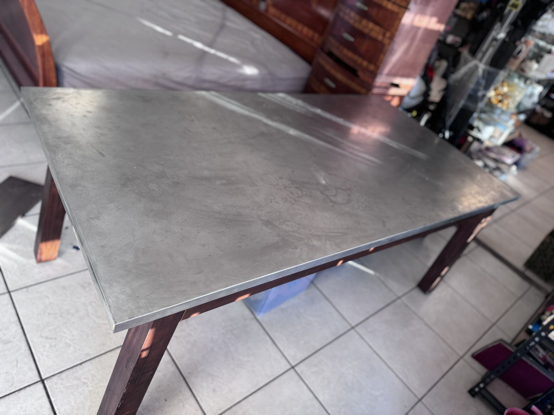 Stainless Steel Top Dining Room Kitchen Table 