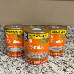 3 LARGE CANS Similac Total 360 Sensitive 48% More FREE/48% Mas Gratis