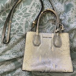 Beautiful Michael Kors, Snake Skin Patent On The Outside Silver Hardware