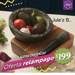 Princess House. Molcajete Con Base De Madera Nuevo En Su Caja 