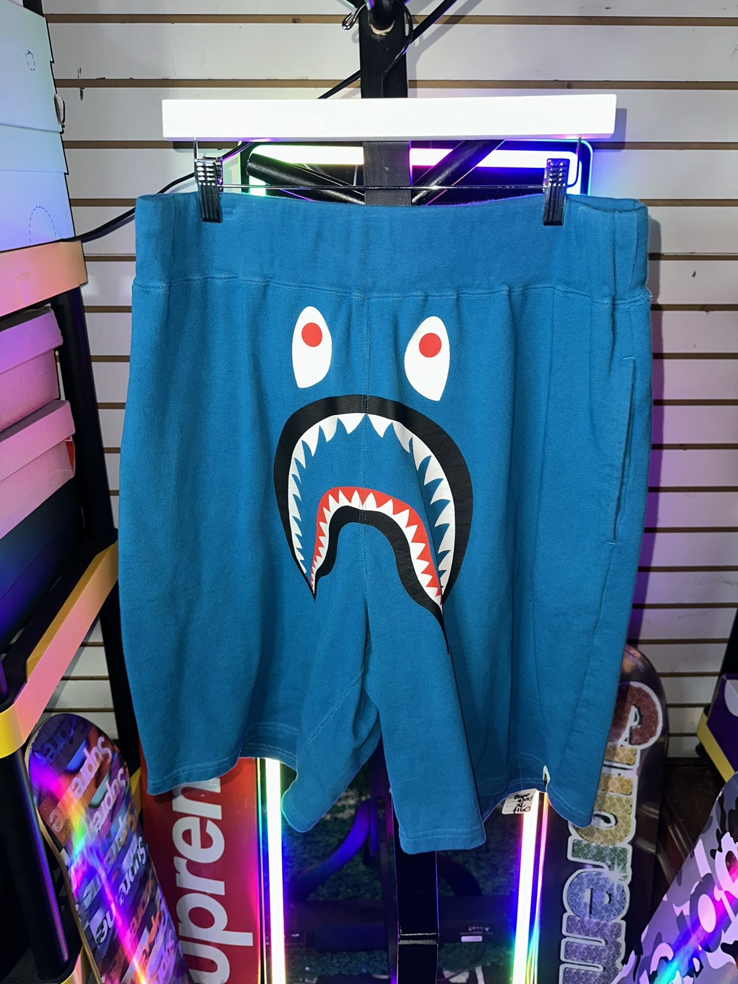 Bape Shark Face Shorts Blue