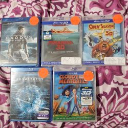5 3-D Blu-rays Factory Sealed