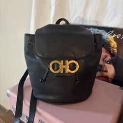 Ferragamo Leather Backpack With Dust Bag And Coa