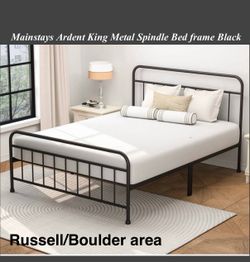 New in box Mainstays Ardent King Metal Spindle Bed Black. Russell/Boulder area
