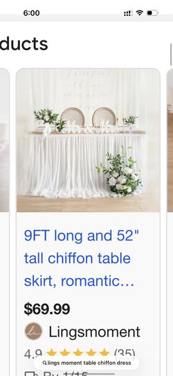 Lings Moment Chiffon Table Skirt