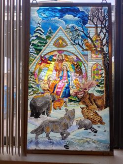Stained Glass Nativity Scene