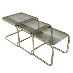 Mid Century Brass Nesting Tables Set