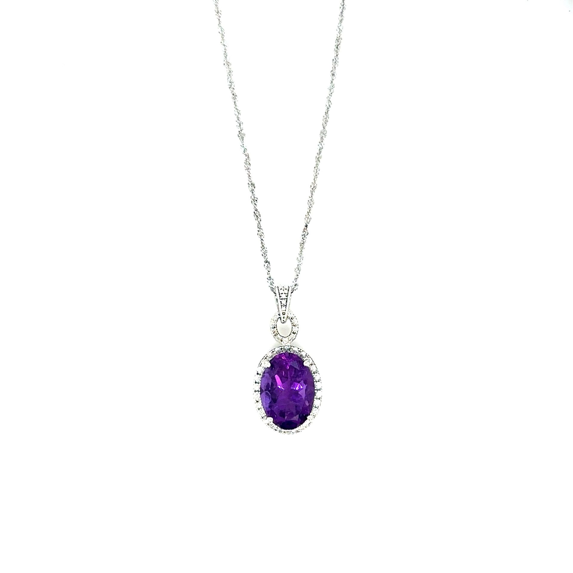 Silver 925 Amethyst/Cz Necklace