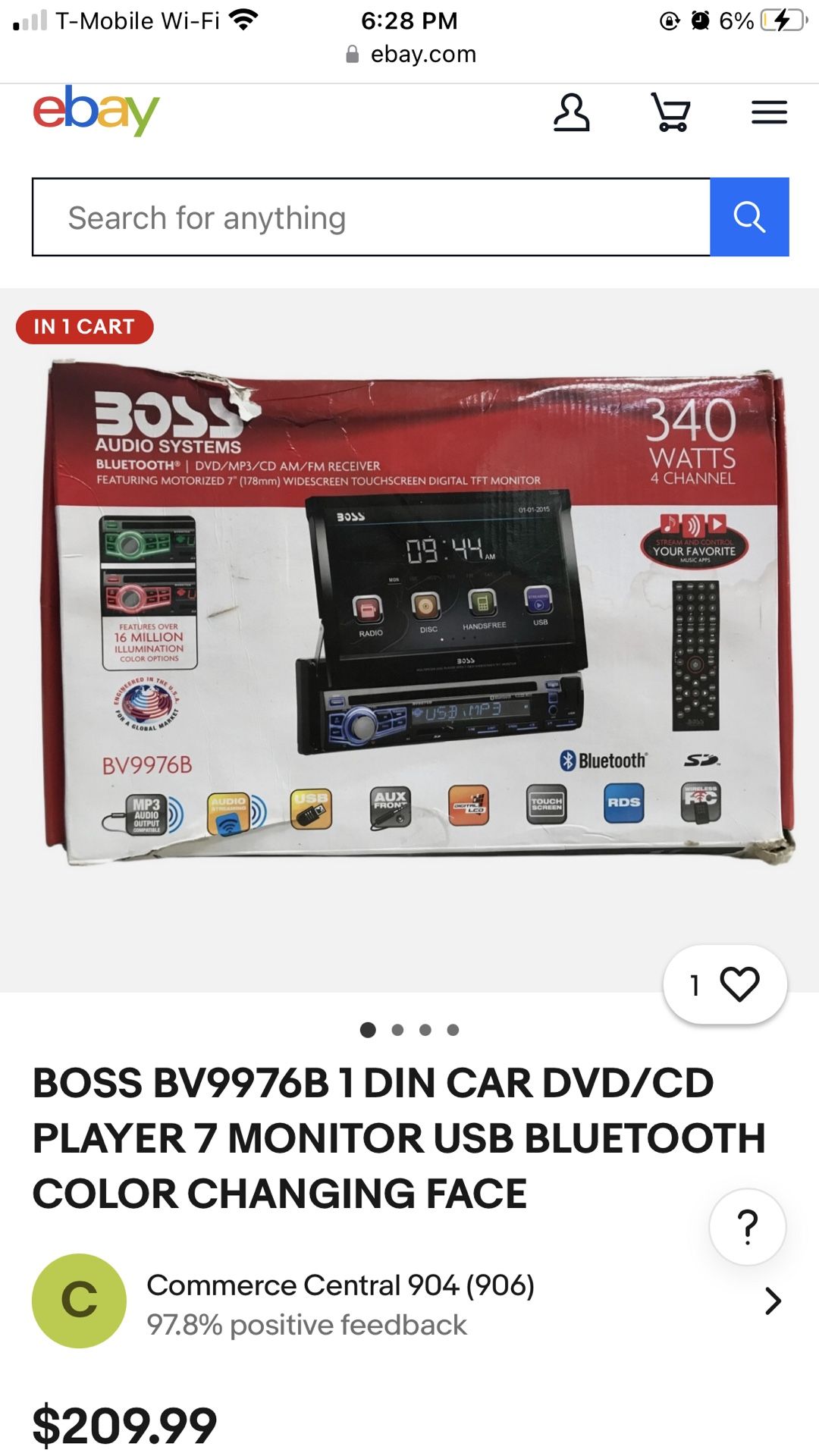 BOSS DIN CAR DVD/CD PLAYER