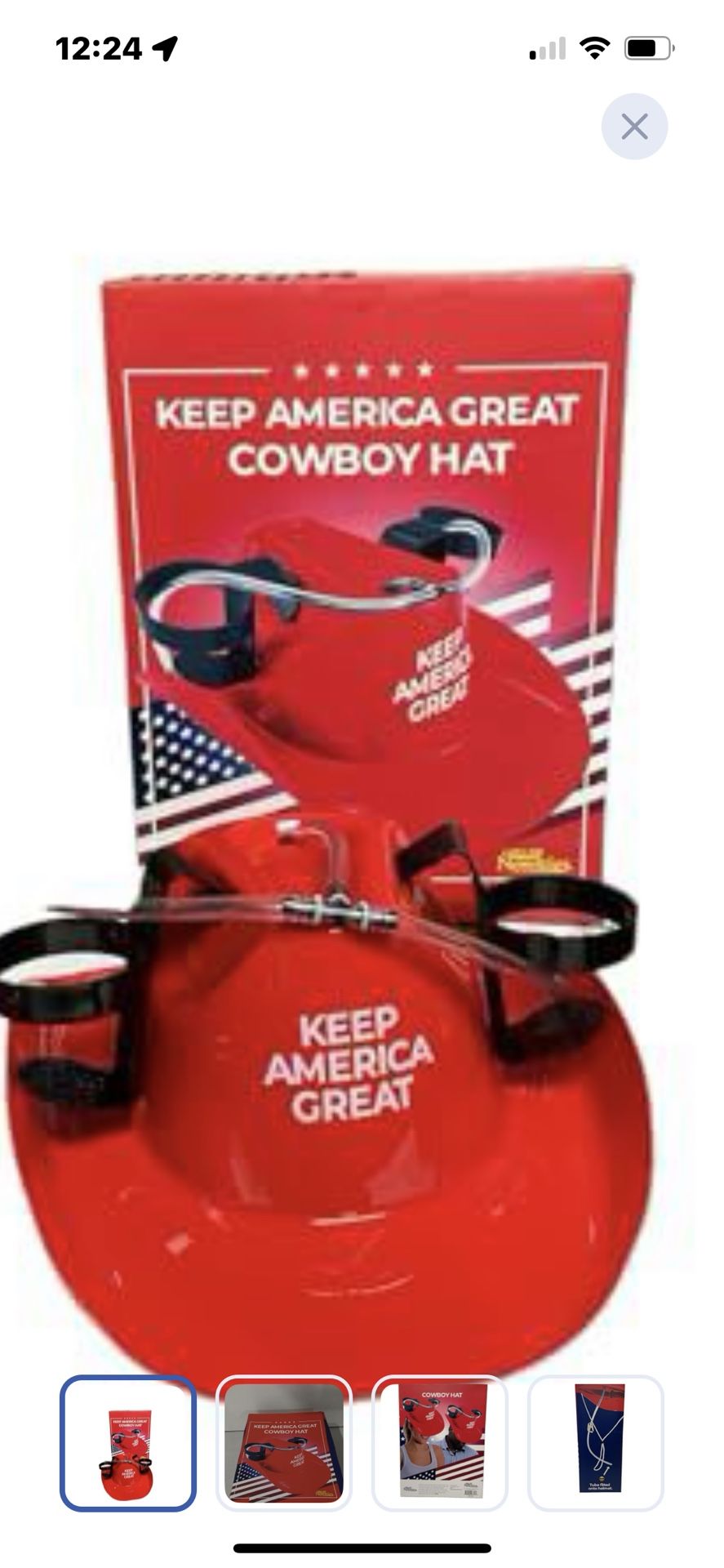 “New”Keep America Great”Gag Gift” Plastic Cowboy Drinking Hat(drinking Valve Control)retail$29