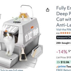 New PINE·NEST XXL Stainless Steel Litter Box w/ Mat, Scoop & Step (Poway)