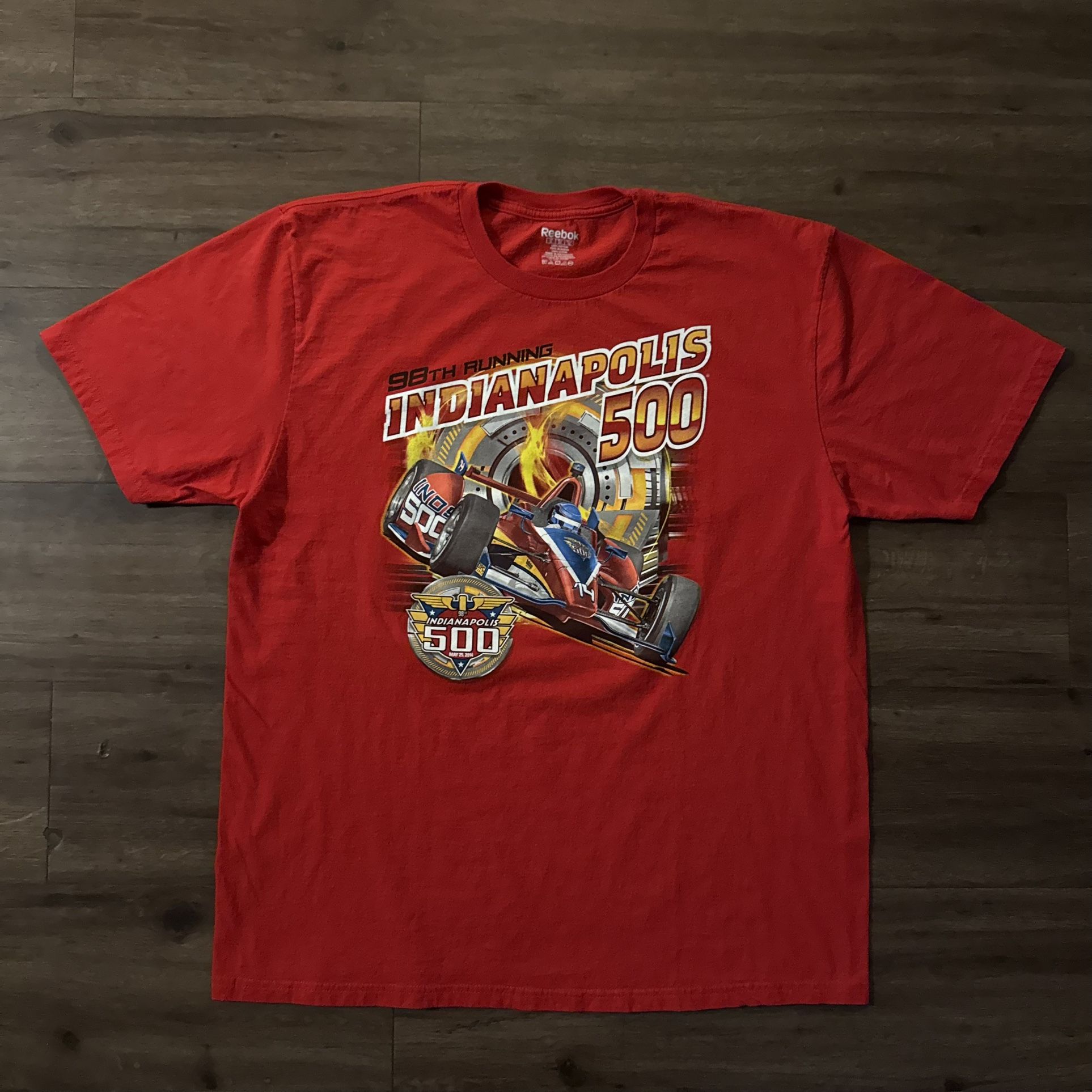 Men’s Vintage Red Reebok Indy 500 shirt