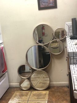 Multi-circular Gold Frame Mirror