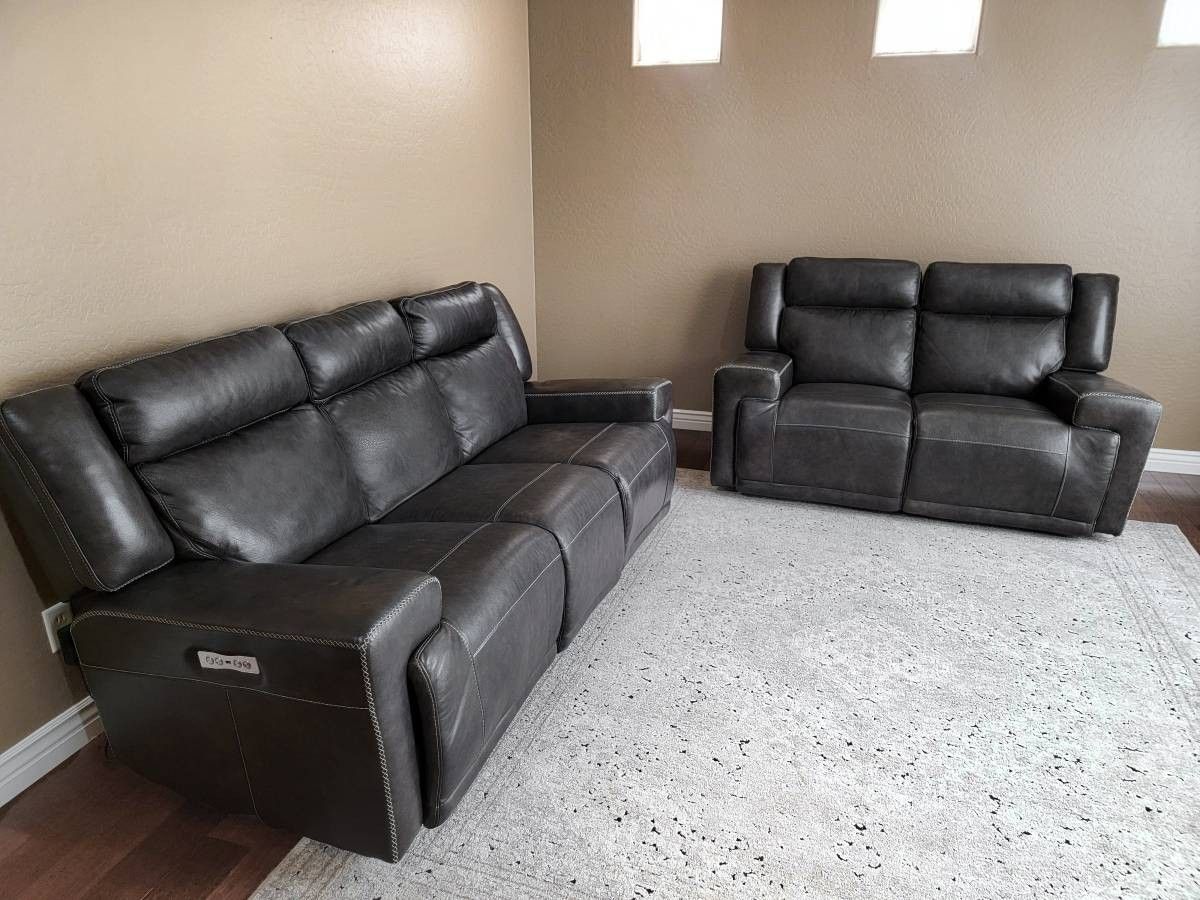 Leather Power Recliner Sofa Set
