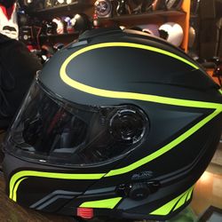 New Flat Black And Neon Bluetooth Motorcycle Helmet $240