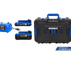 Kobalt 24-V 2-Pack Lithium-ion Battery Starter Kit with Toolbox (2 Ah and 4 Ah)
