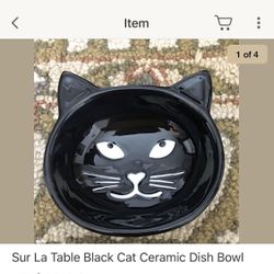 Black cat ceramic dish bowl