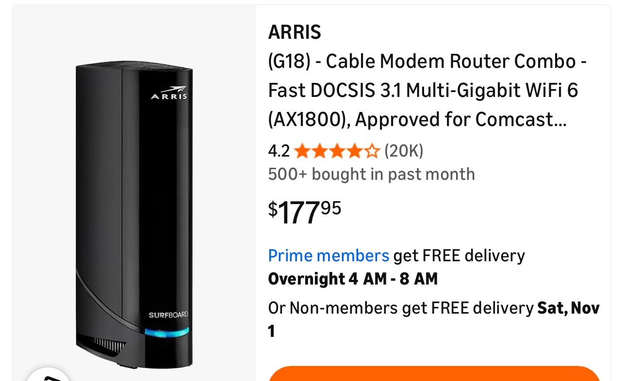 ARRIS (G18) - Cable Modem Router Combo