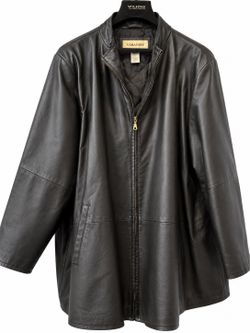 Genuine Leather Jacket- Plus Size