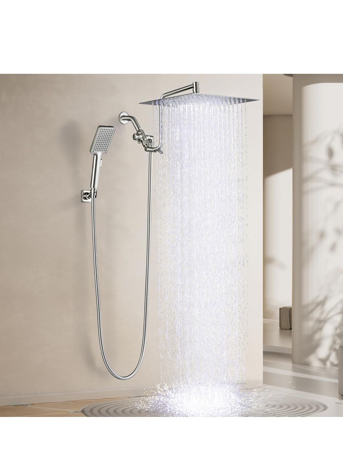 Open Box New YDmeet 12 Inch Shower Head with Handheld Spray Combo- Rain Shower Head with Handheld- Stainless Steel Height Adjustable 12" Extension Arm