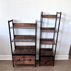 Wooden/Black Bookshelves with Storage Drawers 