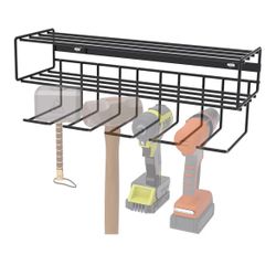 Heavy Duty Floating Tool Shelf & Organizer for Handheld & Power Tools, Black