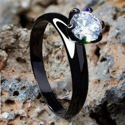 Black Band And White Zircone Rings Sizes 5-11