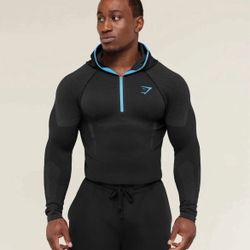 Gymshark Onyx 5.0 Seamless Hoodie - Black/Onyx Grey
