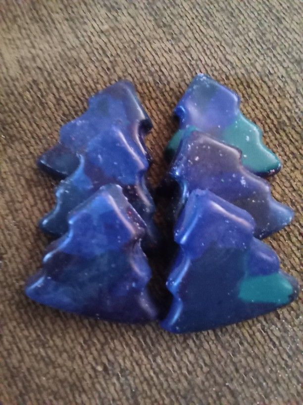 6pc Blue Crayon Trees