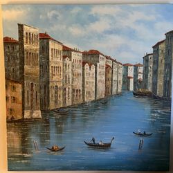 Signed,  Venice,  Italy acrylric painting