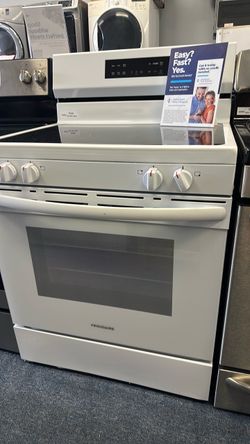 White glass top stove