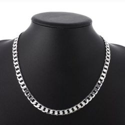 24" 8mm .925 Silver Necklace Classic Curb Chain .925 STAMPED