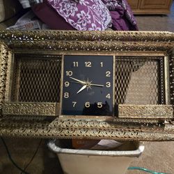 ANTIQUE VINTAGE SESSIONS WIRE BRASS 2 SHELF WALL CLOCK MOTOR PENDULUM WORKS