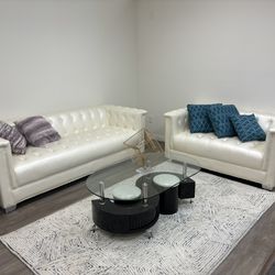 Pearl White Sofa And Loveseat