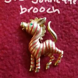 Vintage J. J. Johnette zebra brooch
