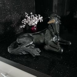 Black Unicorn Figurine Statue with Gold Horn