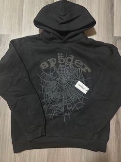 Sp5der Black Hoodie with Web Graphic