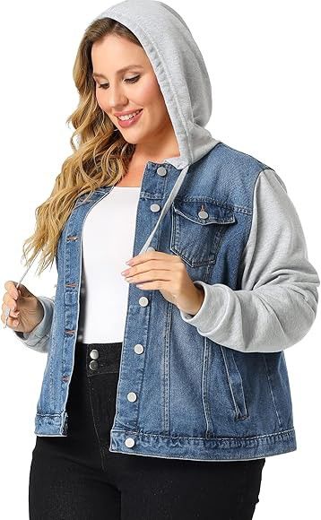 Plus Size Hoodie Jean Jacket 5xl