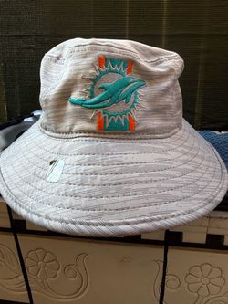 Miami Dolphins New Era Bucket Hat | Silver / Teal Under Brim
