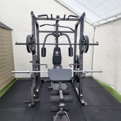 | Smith Machine 1001 | Squat Rack | 230lbs Bumper Weight Plates | Multi-Use Adj Bench | Barbell | Gym Equipment | Fitness | Excercise | FREE DELIVERY 