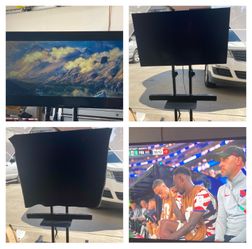 ROLLING Tv CART w/ TV and SOUND BAR! Use in your garage, patio or watch the FIFA World Cup anywhere