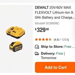 DEWALT
20V/60V MAX FLEXVOLT Lithium-Ion 9.0Ah Battery and Charger Starter Kit