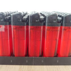 50 Disposable Lighters with Display Rack - Classic Full Size Lighters