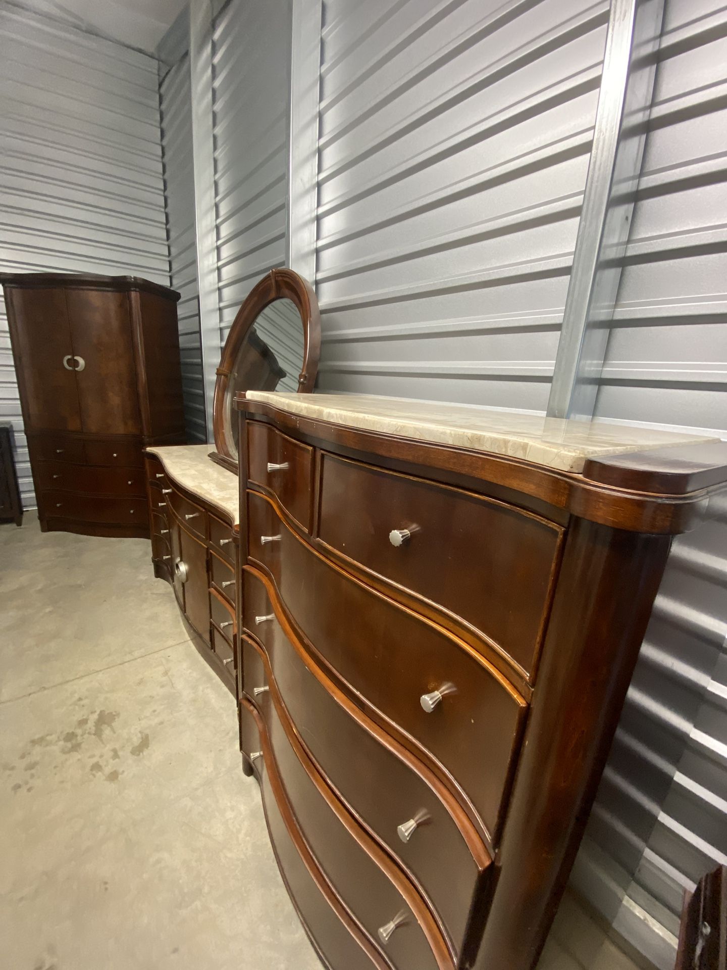 Beautiful Wood & Stone Bedroom Set