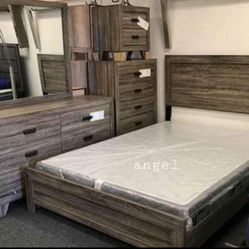 Mille Brown Bedroom Set 4-Piece (QB Dresser Mirror Nightstand)