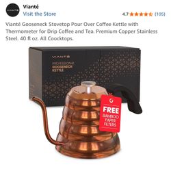 Vianté Gooseneck Stovetop Pour Over Coffee Kettle With Thermometer For Drip Coffee And Tea