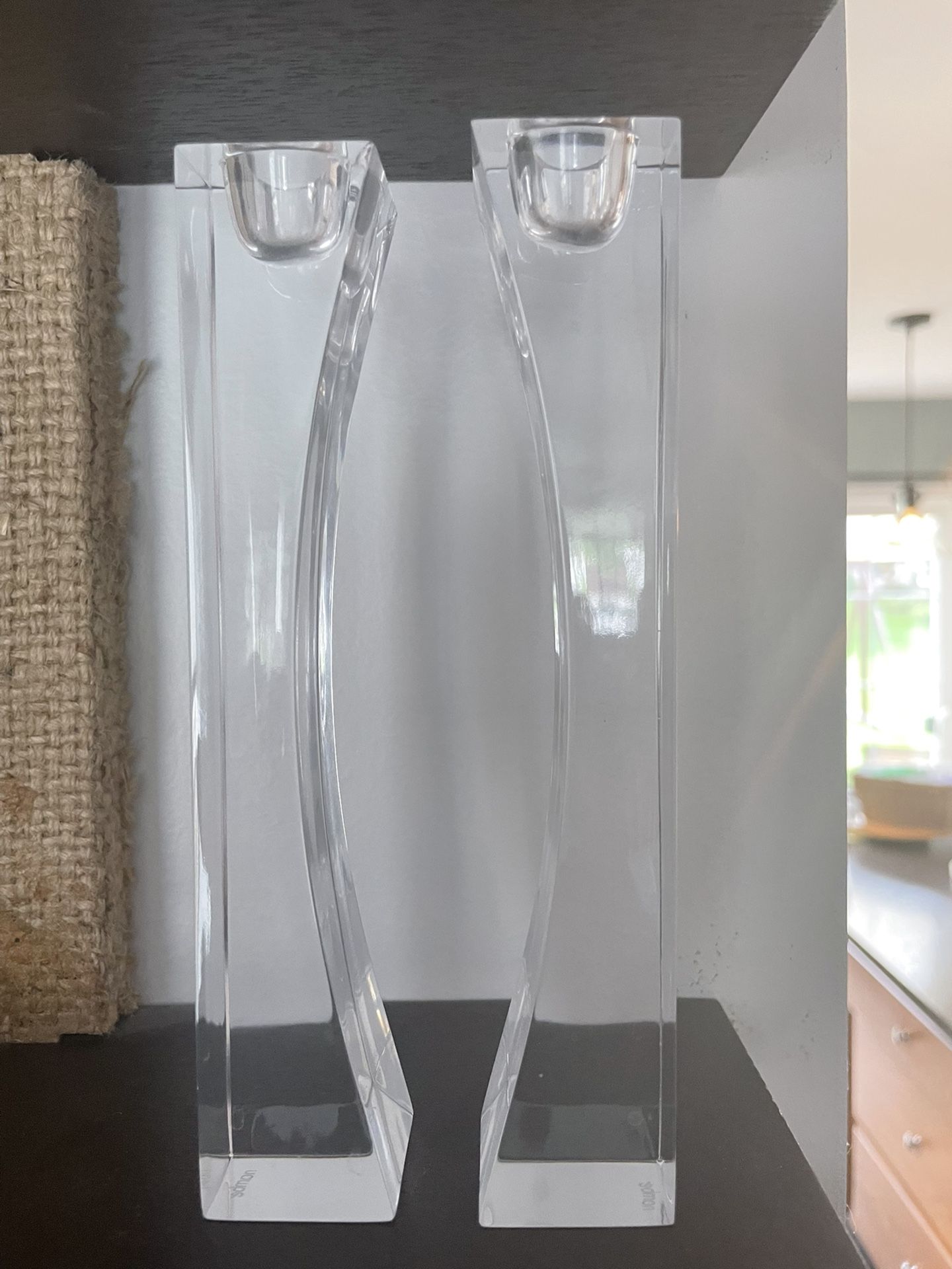 Nambe Crystal Kissing Candlesticks 