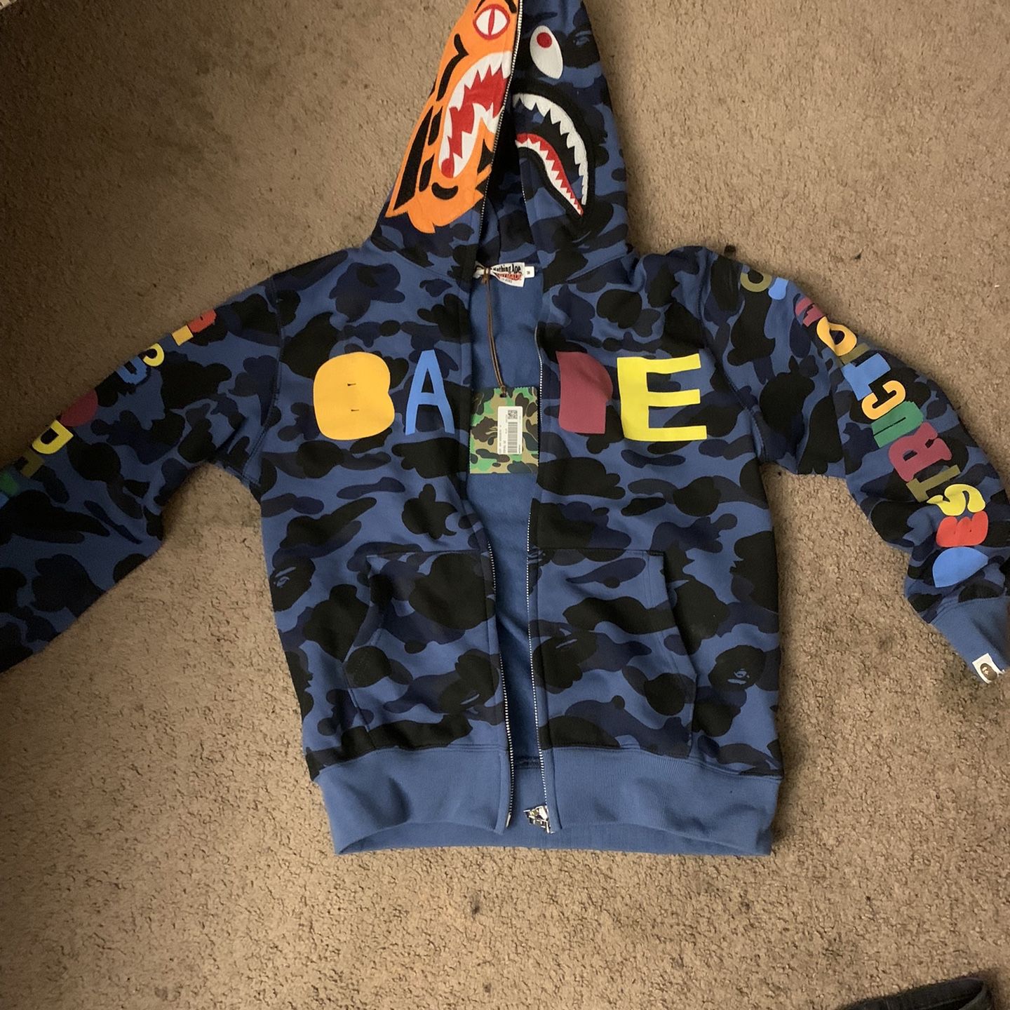 brand new BAPE X READY MADE TIGER SHARK HOODIE for Sale in